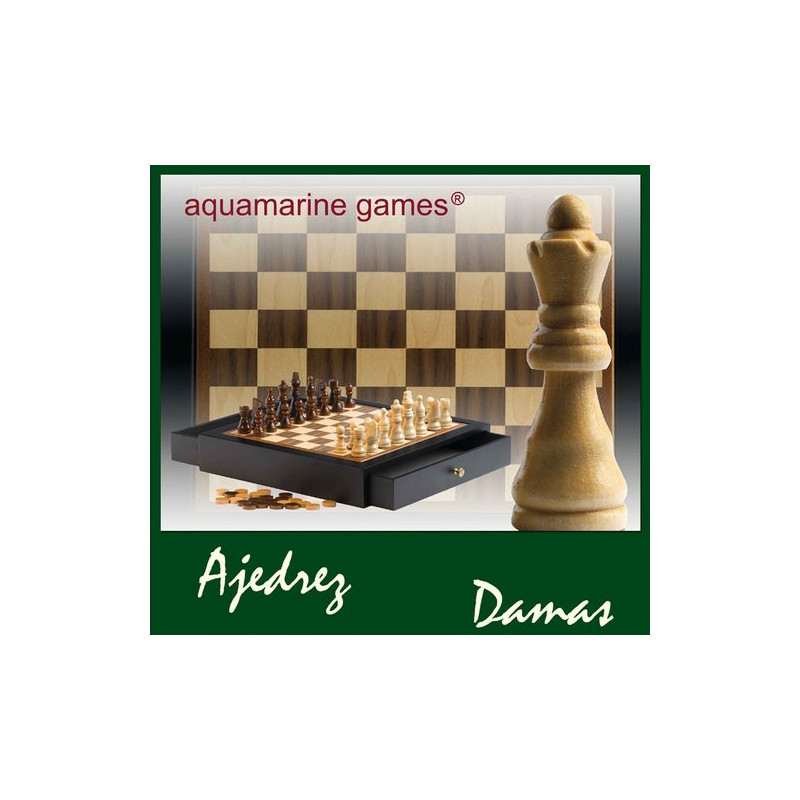 SET LACADO DE AJEDREZ Y DAMAS CON CAJON