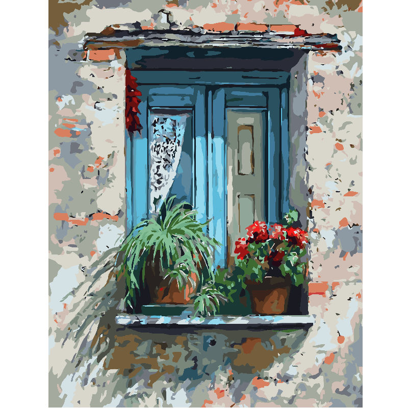KIT PAINT BY NUMBERS VENTANA AZUL 50x65