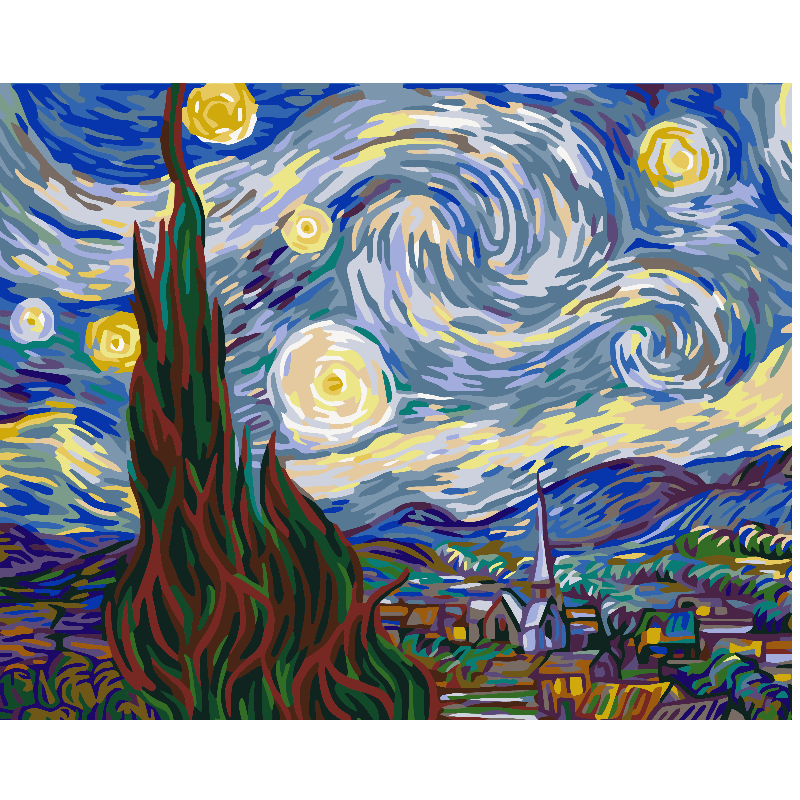 KIT PAINT BY NUMBERS NOCHE ESTRELLADA - VAN GOGH 40x50