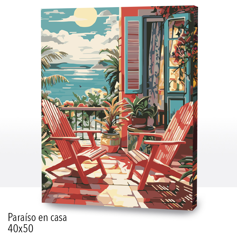 KIT PAINT BY NUMBERS PARAÍSO EN CASA 40X50