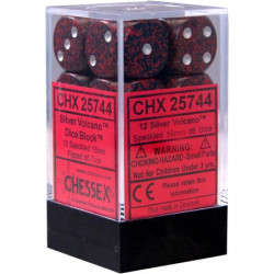 SET DE 12 DADOS D6 16MM MOTEADOS SILVER VOLCANO