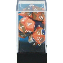 SET DE 7 DADOS GEMINI AZUL-NARANJA C/BLANCO