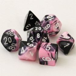 SET DE 7 DADOS GEMINI NEGRO-ROSADO C/BLANCO