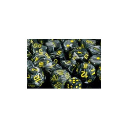 SET DE 7 DADOS VORTEX NEGRO C/AMARILLO