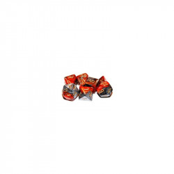 SET DE 7 DADOS GEMINI NARANJA-ACERO C/DORADO