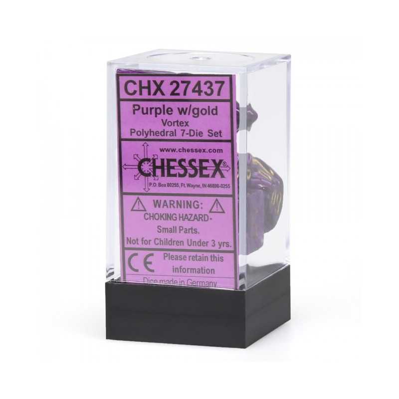 SET DE 7 DADOS VORTEX MORADO C/DORADO