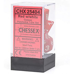 SET DE 7 DADOS OPACOS ROJO C/BLANCO