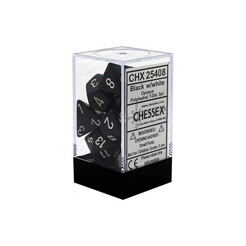 SET DE 7 DADOS OPACOS NEGRO C/BLANCO