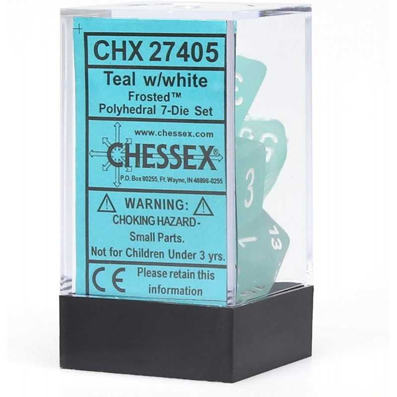 SET DE 7 DADOS FROSTED TEAL C/BLANCO
