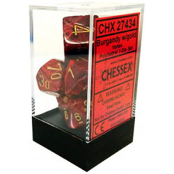 SET DE 7 DADOS VORTEX BORGOÑA C/DORADO