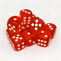 SET DE 12 DADOS TRASLUCIDOS NARANJA C/BLANCO