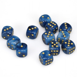 SET DE 12 DADOS D6 16MM PHANTOM TEAL C/DORADO