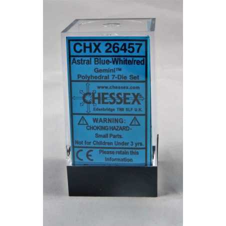 SET DE 7 DADOS GEMINI ASTRAL AZUL-BLANCO C/ROJO