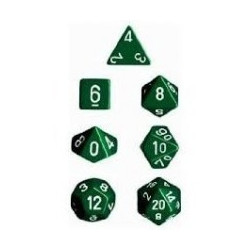 SET DE 7 DADOS OPACOS VERDE C/BLANCO