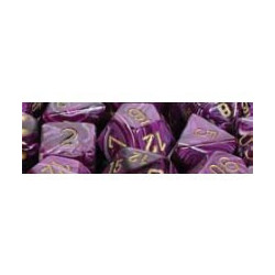 SET DE 7 DADOS VORTEX MORADO C/DORADO