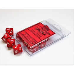 SET DE 10 DADOS D10 OPACOS ROJO C/BLANCO