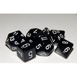 SET DE 7 DADOS OPACOS NEGRO C/BLANCO