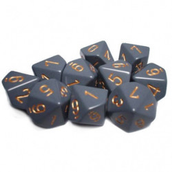 SET DE 7 DADOS OPACOS GRIS C/COBRE