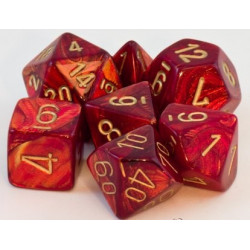 SET DE 7 DADOS SCARAB ESCARLATA C/DORADO