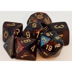 SET DE 7 DADOS SCARAB BLUE BLOOD C/DORADO