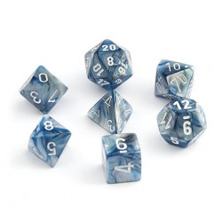 SET DE 7 DADOS LUSTROUS GRIS PIZARRA C/BLANCO