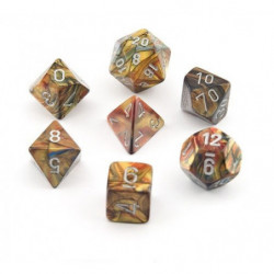 SET DE 7 DADOS LUSTROUS DORADO C/PLATA