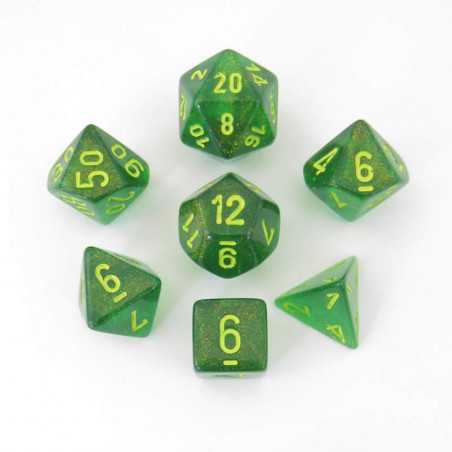 SET DE 7 DADOS BOREALIS MAPLE VERDE C/AMARILLO