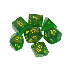 SET DE 7 DADOS BOREALIS MAPLE VERDE C/AMARILLO