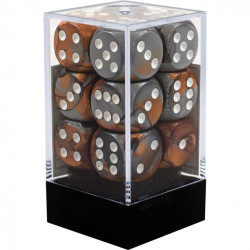 SET DE 12 DADOS D6 16MM GEMINI COBRE-ACERO C/BLANCO