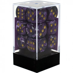SET DE 12 DADOS d6 16MM VORTEX MORADO C/DORADO